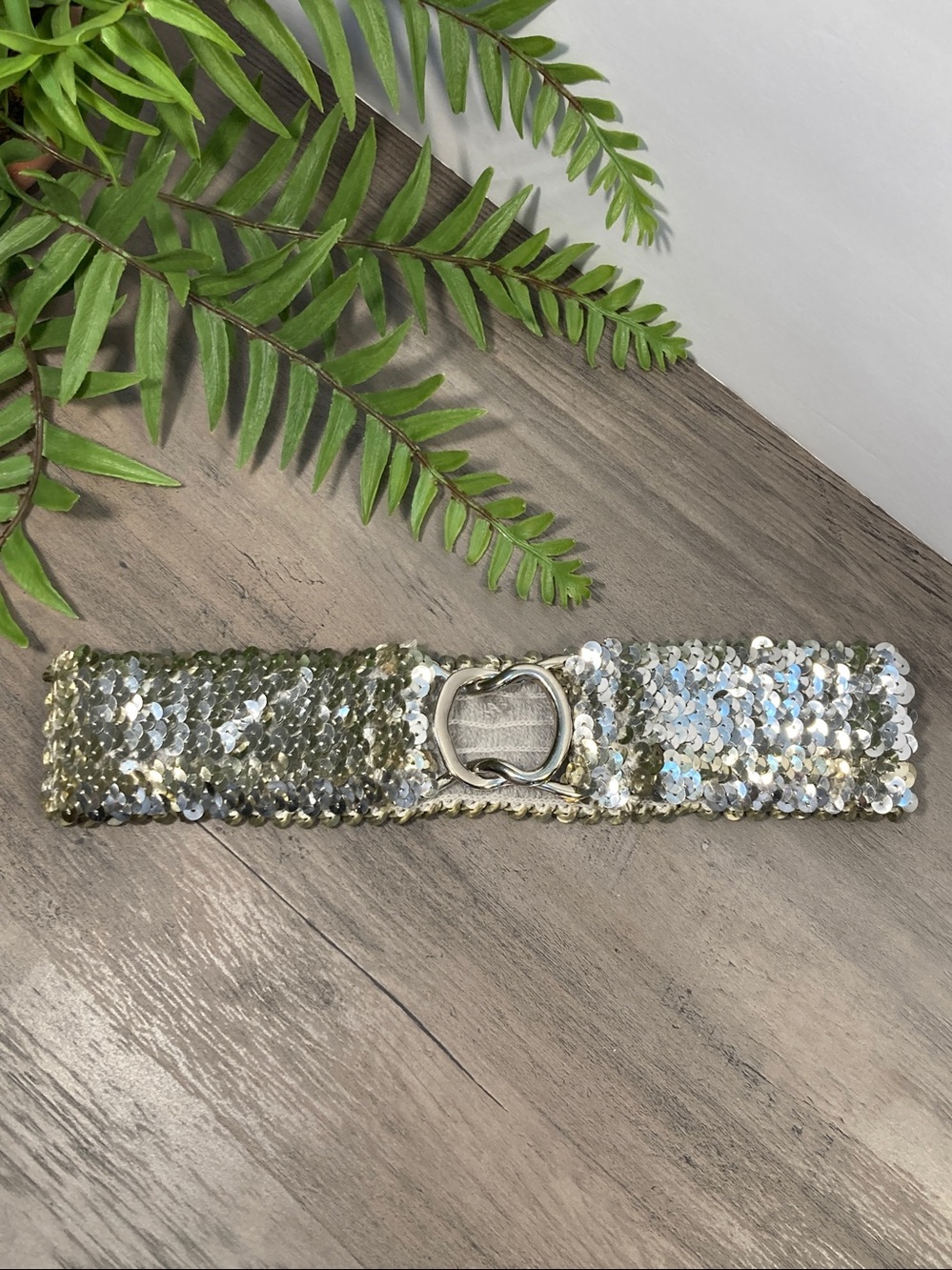 Vintage Limited Too Silver Sequin Stretch Belt Size S/M